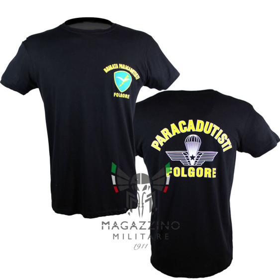 Maglietta T-shirt Paracadutisti Folgore militare Nera