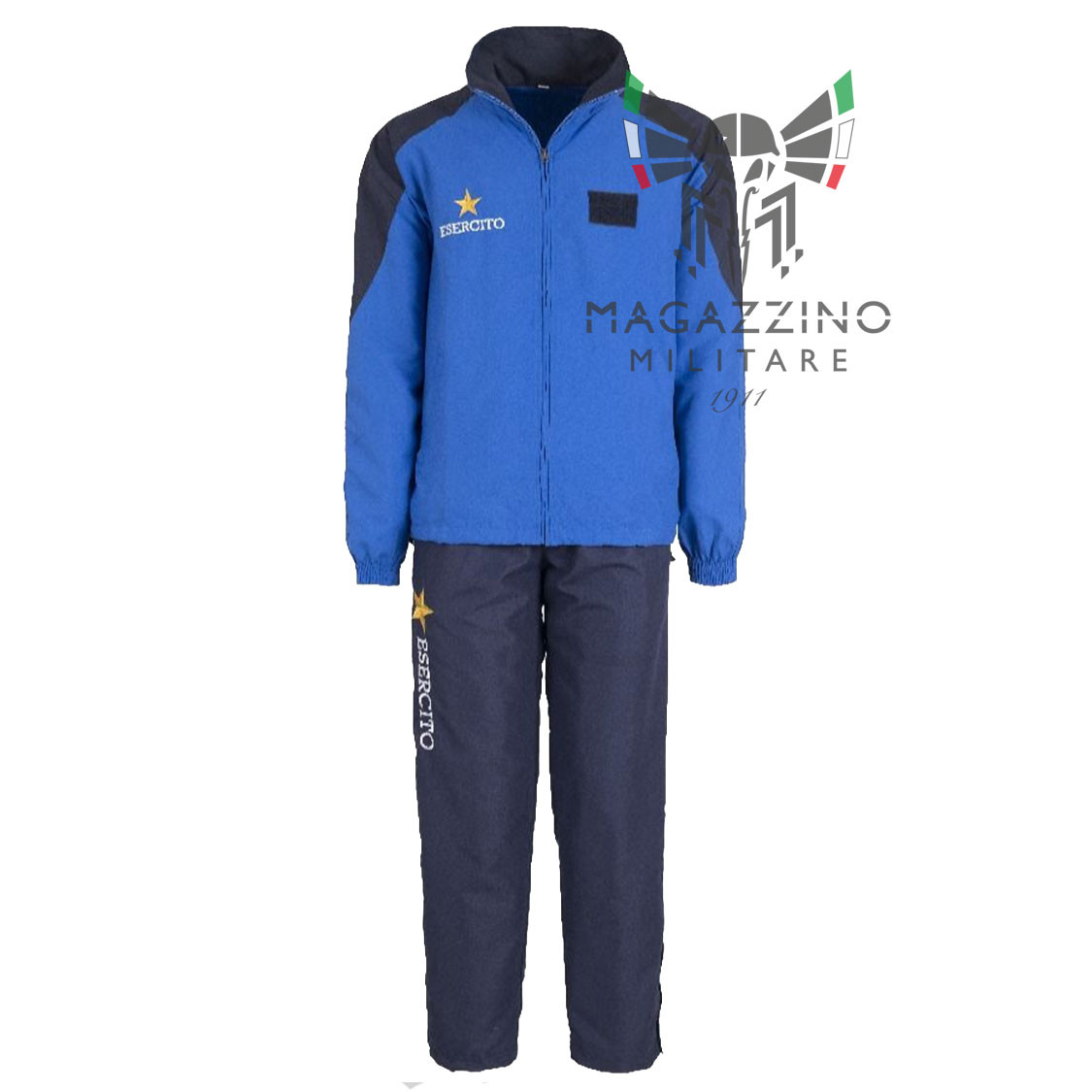 Tuta Ginnica BLU AZZURRA Ricamata Militare ESERCITO ITALIANO Originale NUOVA fronte