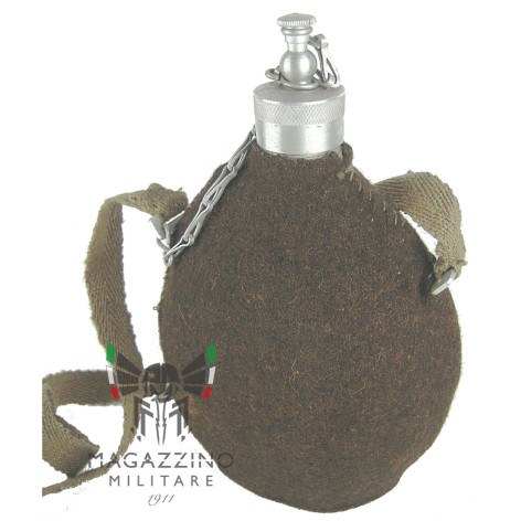 Borraccia Esercito Italiano Originale panno WWI WWII alluminio NUOVA