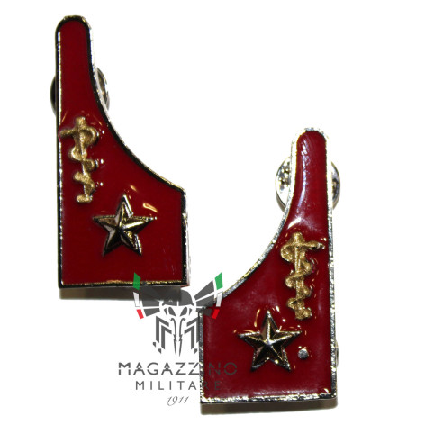 Mostrine da giacca Medico Caduceo Croce Rossa Militare Sanità cremisi