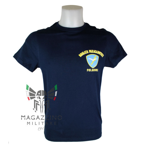 Maglietta T-shirt Paracadutisti Folgore militare Blu fronte