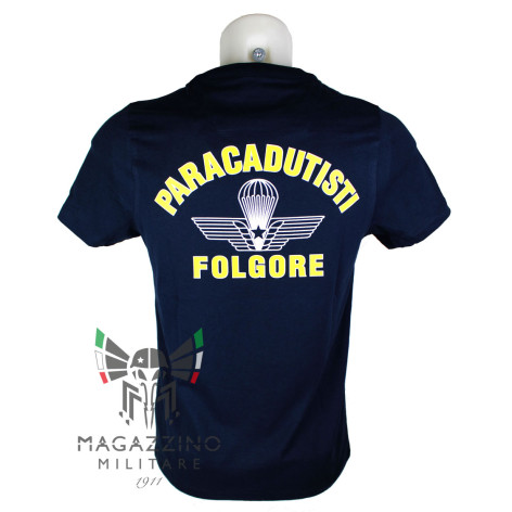 Maglietta T-shirt Paracadutisti Folgore militare Blu retro