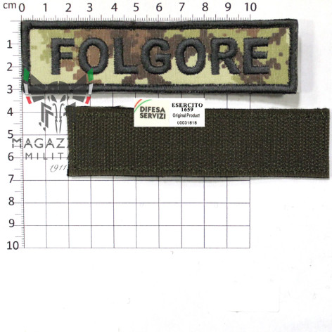 Patch ESERCITO FOLGORE cm 12x3 on vegetato embroided with hook