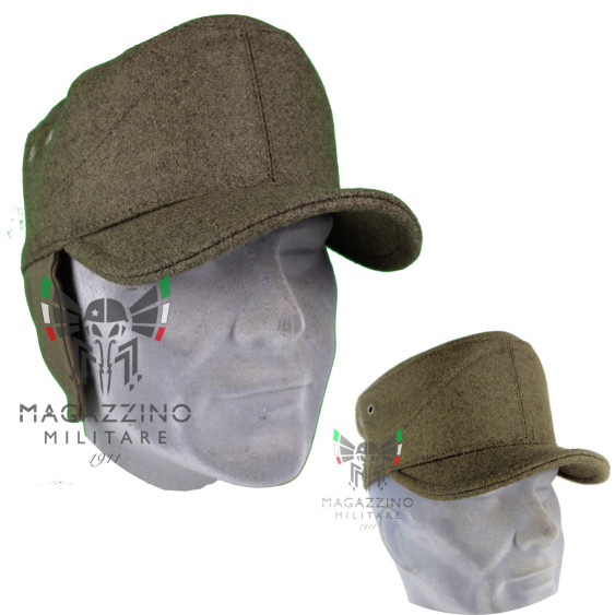 Berretto cappello "Norvegese" Esercito Italiano Alpini originale PANNO lana COPRIORECCHIE