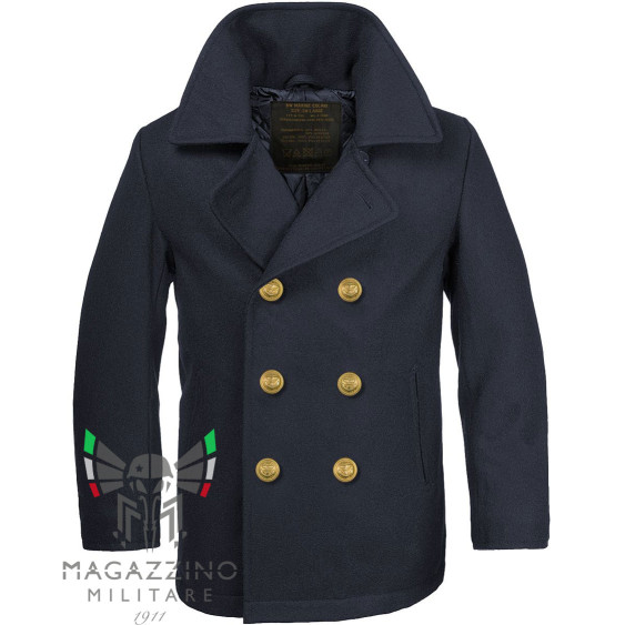 CAPPOTTO CABAN MARINA Militare Bottoni ORO Blue Navy