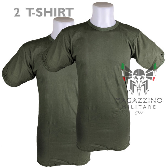 2X Maglietta verde t-shirt militare ORIGINALE Esercito Italiano Cotone 100%