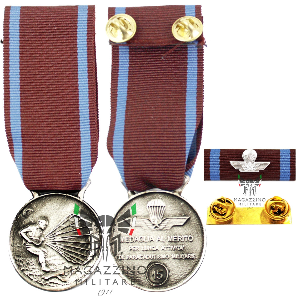 Medaglia e/o Nastrino Folgore Lunga Attività paracadutismo ARGENTO 15 anni