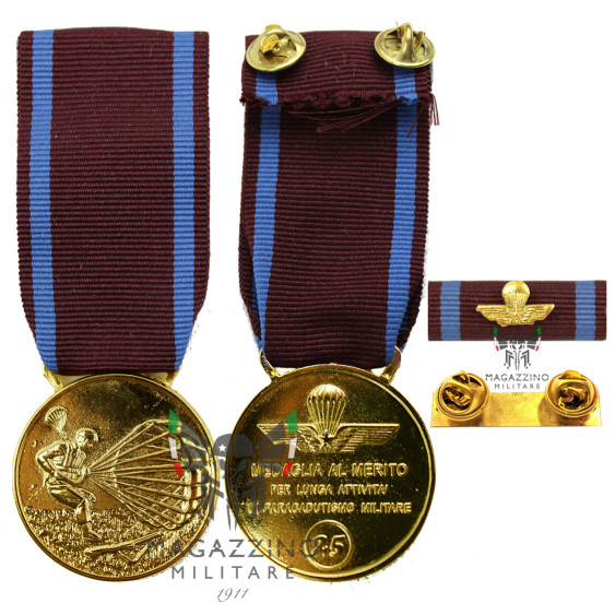 Medaglia e/o Nastrino Folgore Lunga Attività paracadutismo ORO 25 anni