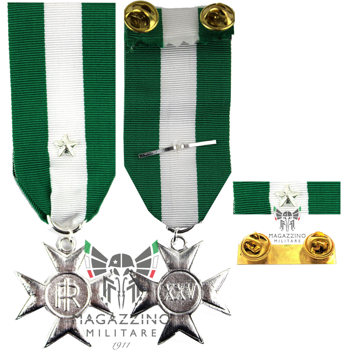 Medal and / or Ribbon of Service 25 XXV Years Officers Gold Cross Army Carabinieri Aeronautica Marina