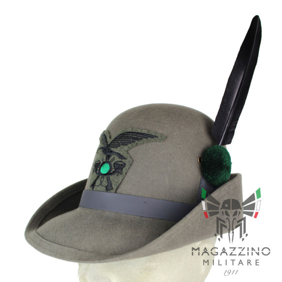 Cappello Alpino da Truppa Originale Completo di Fregio, Nappina e Penna