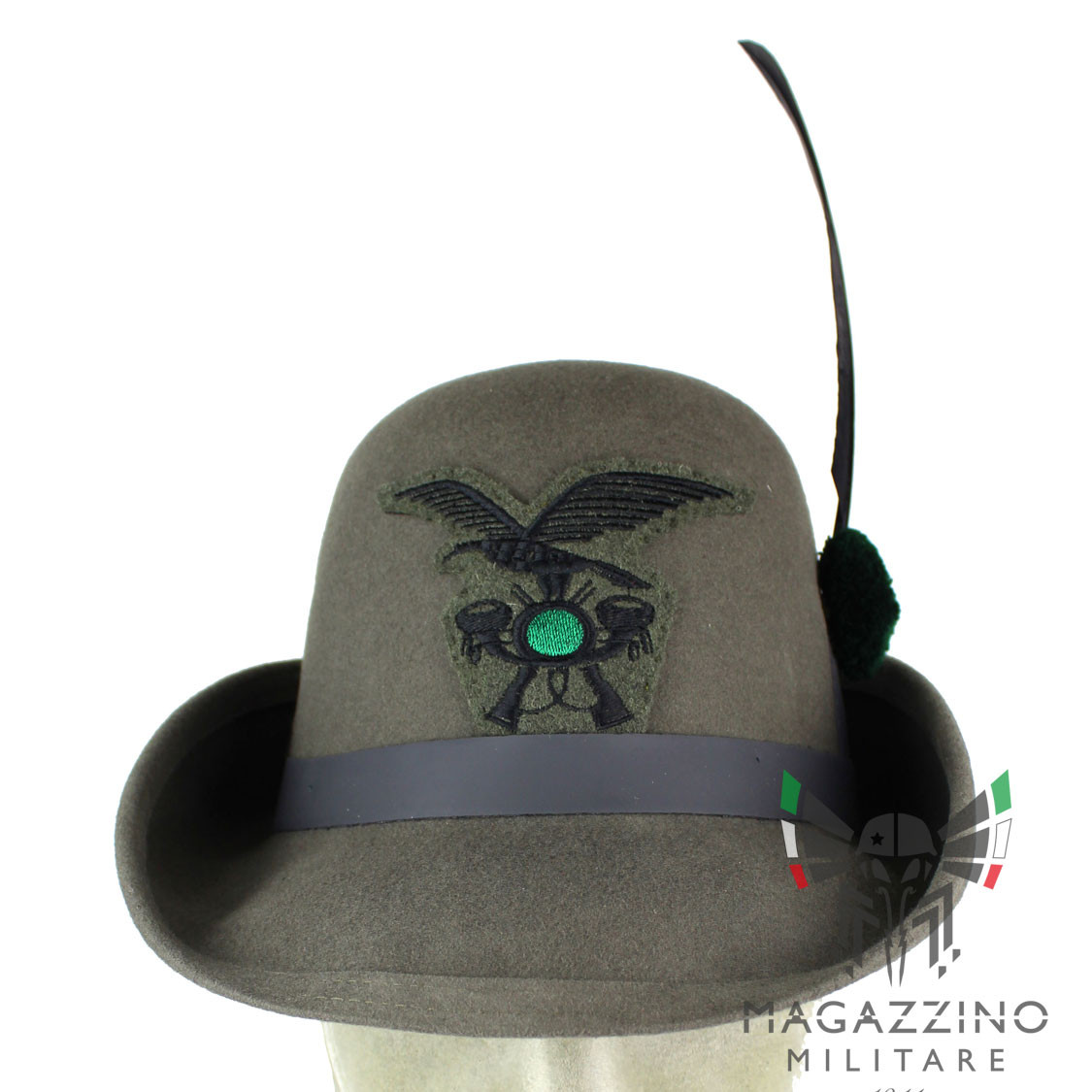 Cappello Alpino da Truppa Originale COMPLETO di Fregio, Nappina e Penna Cappello Alpino da Truppa Originale COMPLETO di Fregio, Nappina e Penna