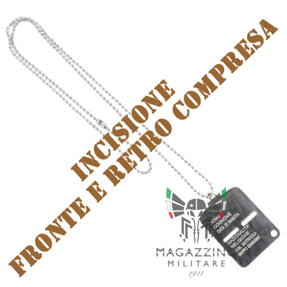 Piastrina CON INCISIONE Militare ORIGINALE Esercito Italiano