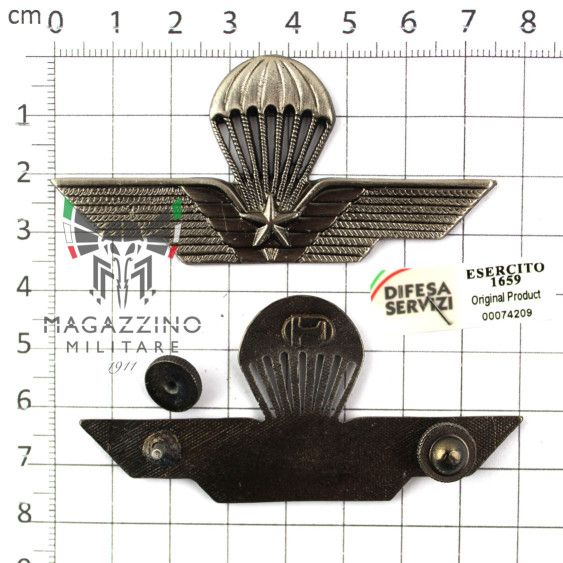 Brevetto Paracadutisti Parà Militare metallo argento annerito vite (107)
