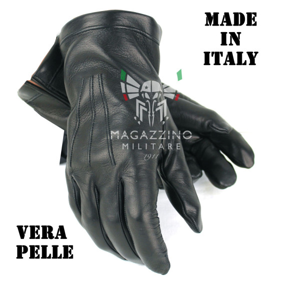 Original Italian Army black leather gloves