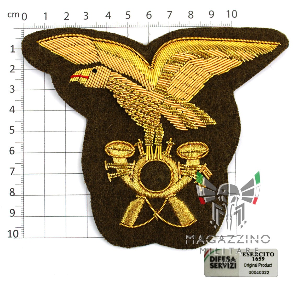 Alpine Officers' Badge embroidered in gold on green cloth for the Infantry Eagle Hat (146)