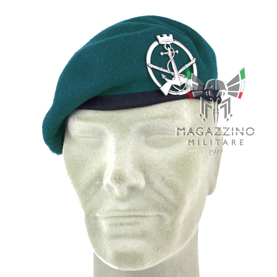 Basco Spagnolo Lagunari Battaglione San Marco Verde con Fregio Originale Marina Militare