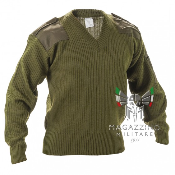 Maglione Esercito Italiano Collo a V Verde Kaki ORIGINALE NUOVO