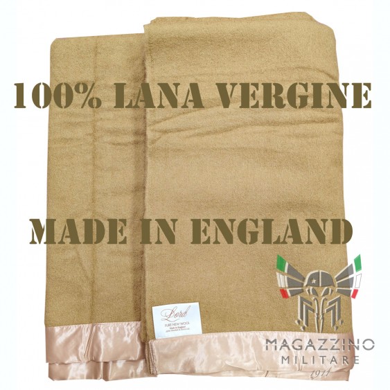 Coperta 100% Lana Vergine Cammello Beige Made in England 180x240cm