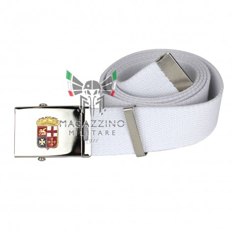 White Italian Navy Hemp Belt with Republics Emblem - Length 120 cm