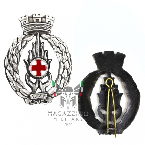 Fregio da basco in metallo per infermiere volontari della Croce Rossa