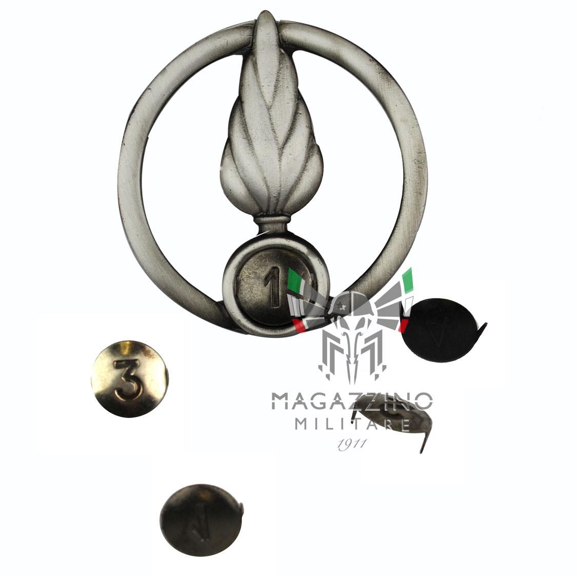 Metal Dragoni "Pulce" Pin - 1.2 cm Diameter with Engraved Number for Beret