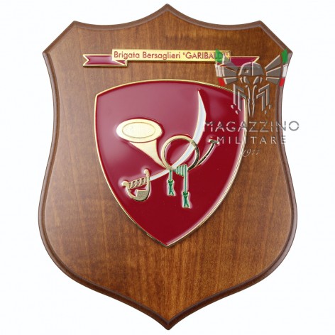 Crest Araldico con Stemma Brigata Bersaglieri Garibaldi 22,5x17,5 cm Esercito