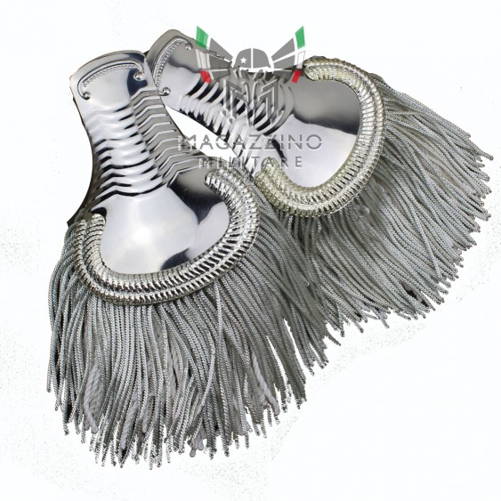Coppia di Spalline Uniforme Storica GUS CC Carabinier Argento Bianco Grande Uniforme