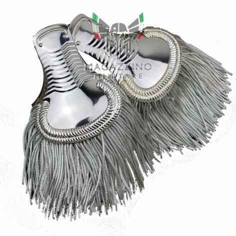 Coppia di Spalline Uniforme Storica GUS CC Carabinier Argento Bianco Grande Uniforme