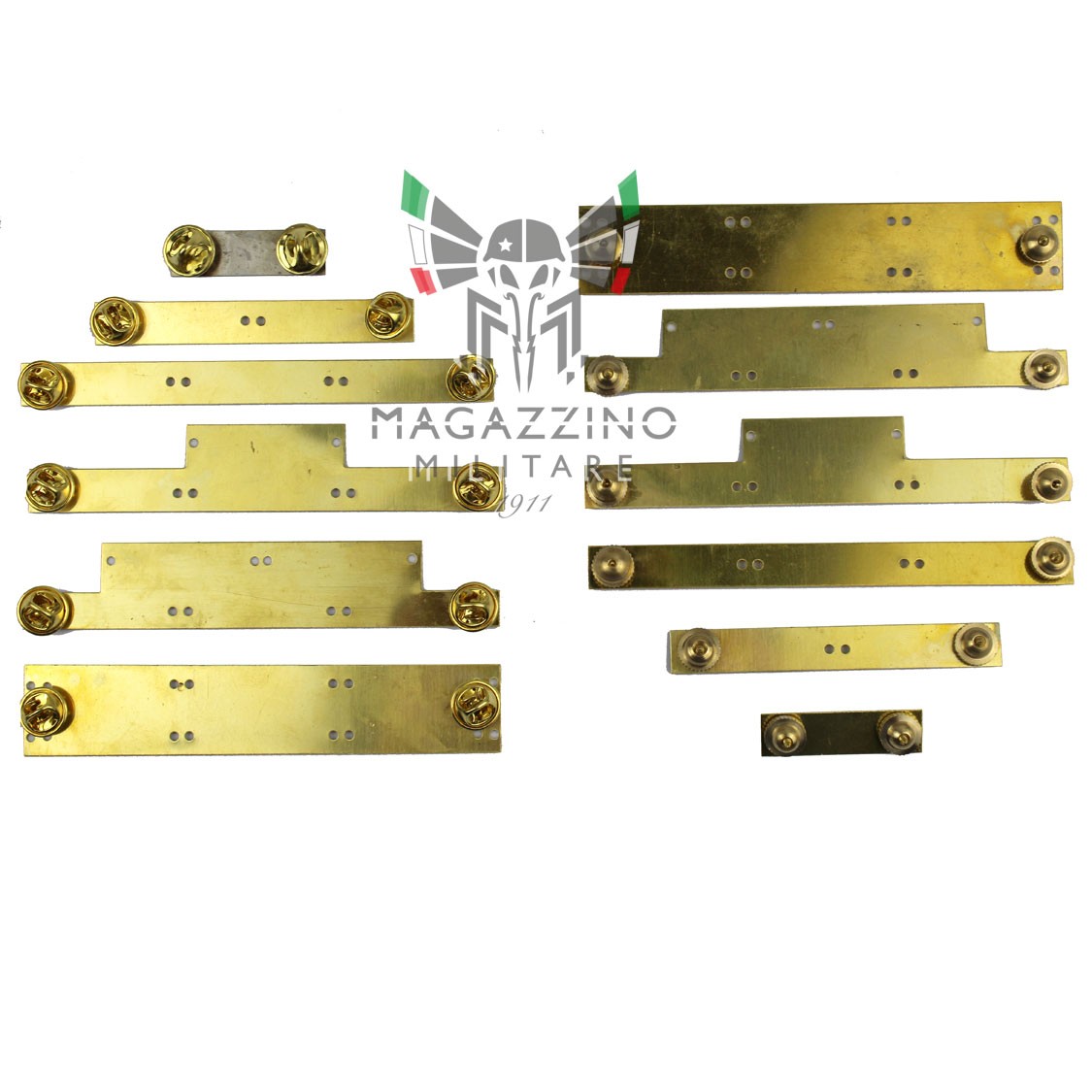 Porta nastrino in metallo per supporto nastrini o medaglie, disponibile con aggancio a clips o a vite