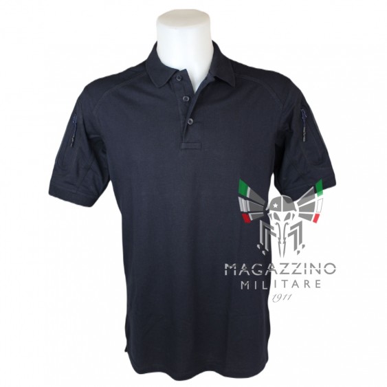 Defcon 5 tactical military polo shirt with short sleeves, pockets, and pen holders, made of cotton and polyester