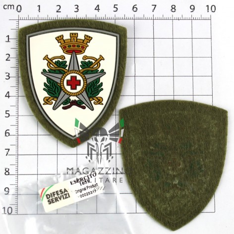 Military Red Cross Plastic Shoulder Patch Green Background without Velcro (119)