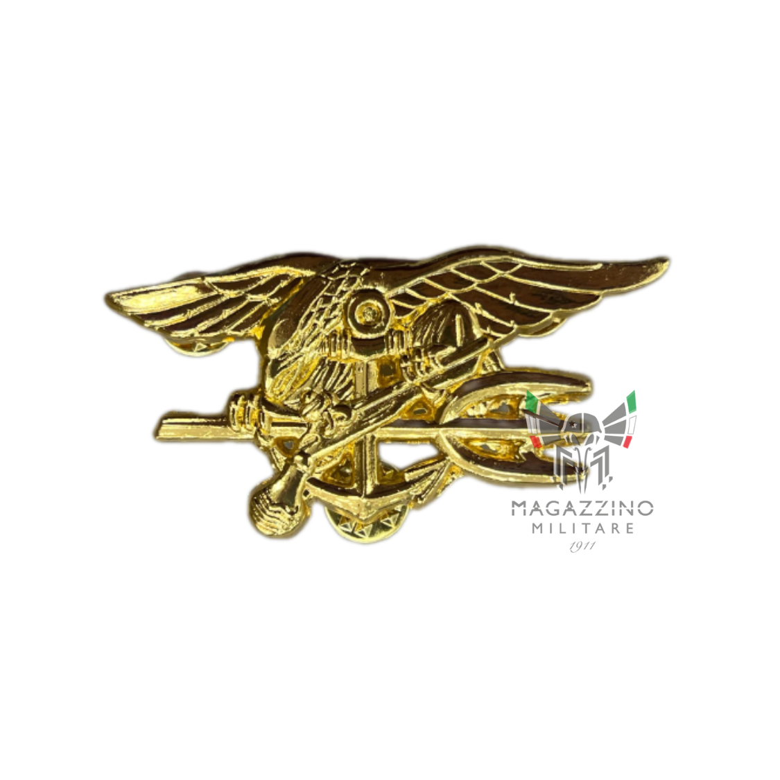 Large gold US Navy SEALs badge, an iconic symbol of the elite special forces.