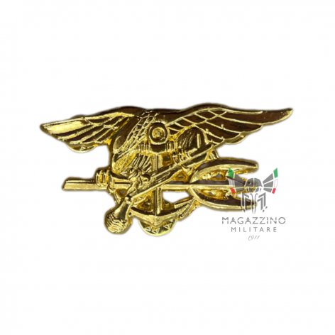 Large gold US Navy SEALs badge, an iconic symbol of the elite special forces.