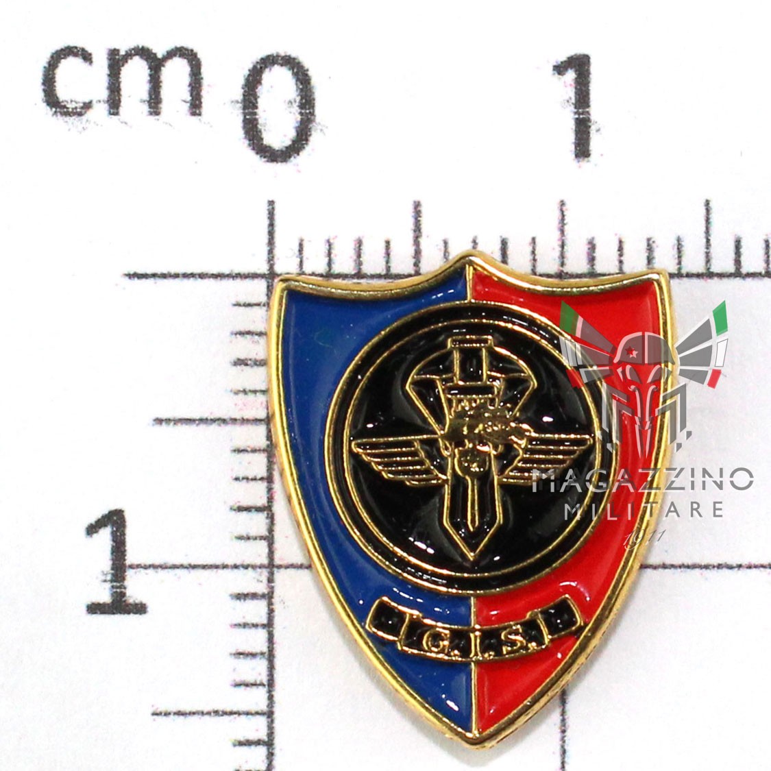 Spilla ufficiale del GIS Carabinieri - Metallo smaltato, 14x16mm, con ologramma di garanzia anticontraffazione.