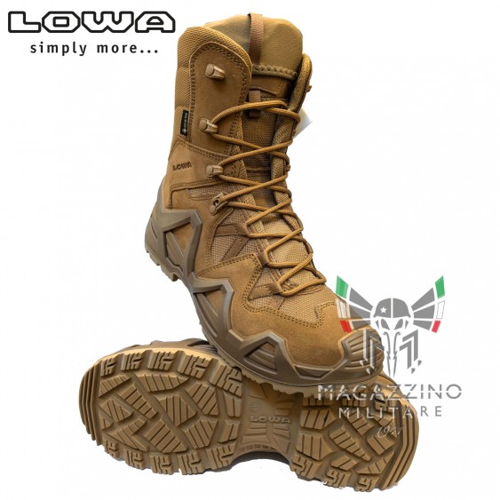 Anfibi LOWA Zephyr MK2 GTX HI in coyote, impermeabili, con suola antiscivolo e Goretex