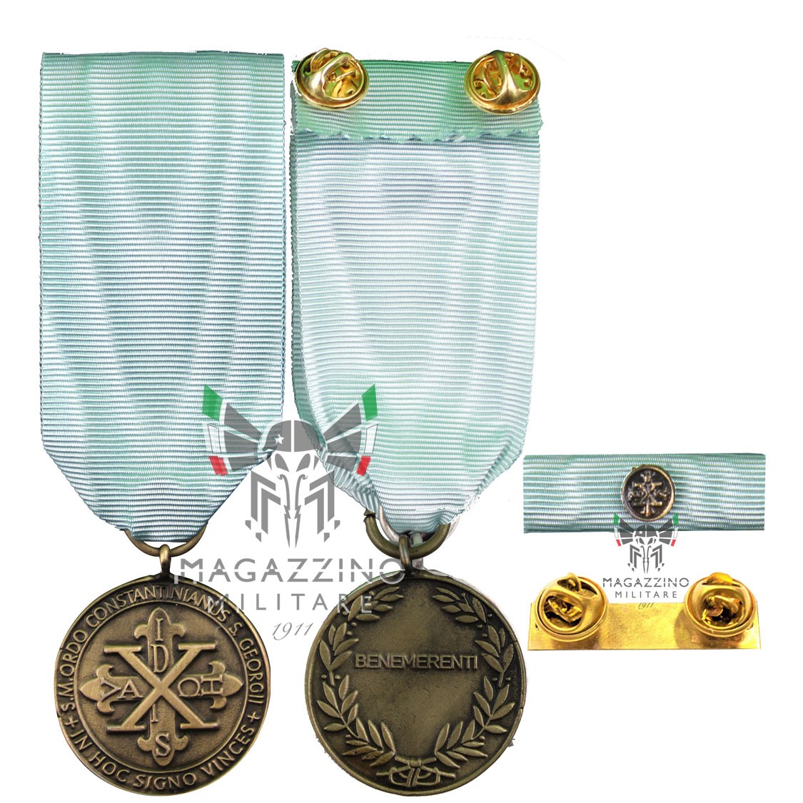 Medal and ribbon of the Merit Award of the Sacred Constantinian Order of Saint George in BRONZE with clip support, 37mm width