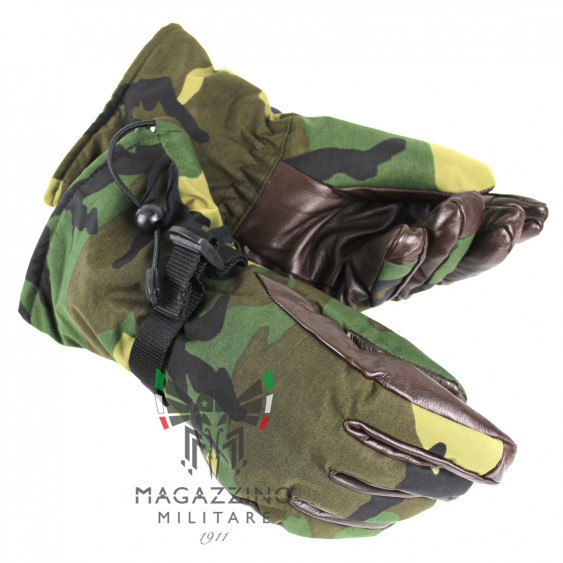 Original Italian Army GoreTex leather Gloves Camo