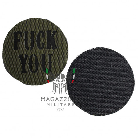 Fuck You patch OD Olive green diameter 8cm with rear hook
