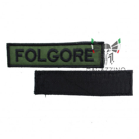 Patch toppa ESERCITO FOLGORE cm 12x3 su verde militare ricamata velcrata