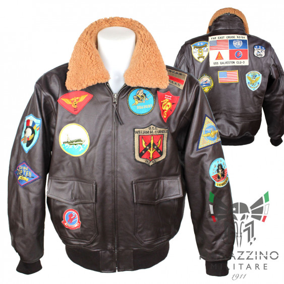 Giacca G1 US volo Pelle US TOP GUN collo pelo staccabile Marrone