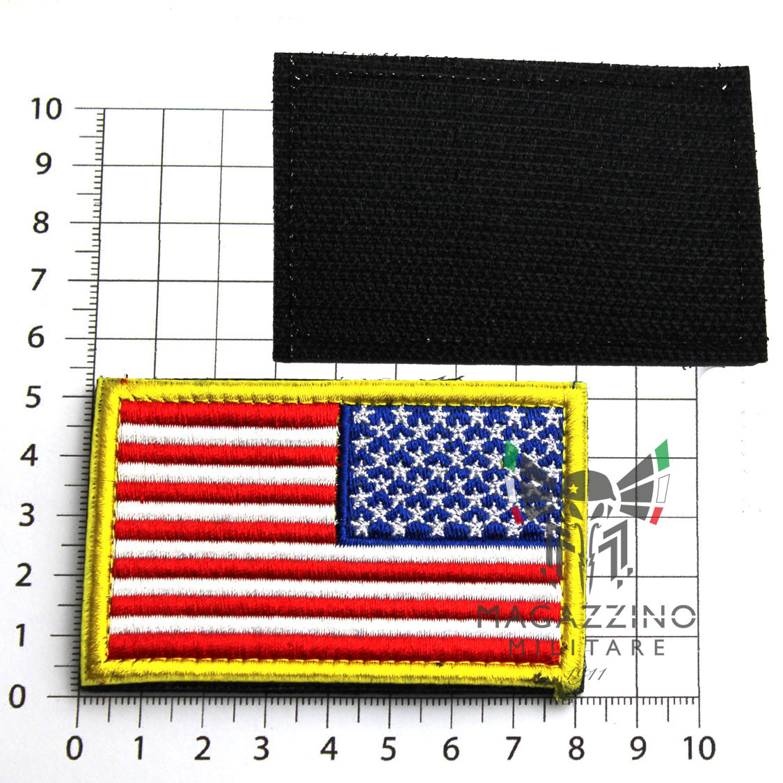 Arm Patch USA flag embroidered full colour 8.2x5.2cm REVERSE