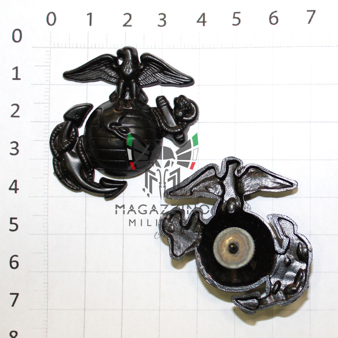 Fregio metallo AMERICANO USMC Marine Corps da cappello Istruttore Nero originale