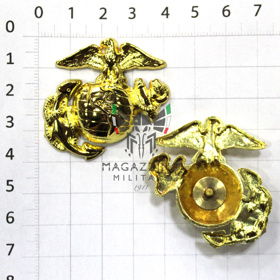 Fregio metallo AMERICANO USMC Marine Corps da cappello Istruttore Oro originale