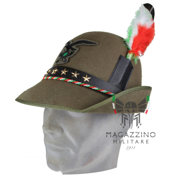 Cappello Alpino Congedante Adunata Alpini completo di Fregio e Penna